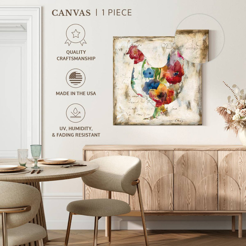 Crowle Flowered Hen, 33" H x 33" W