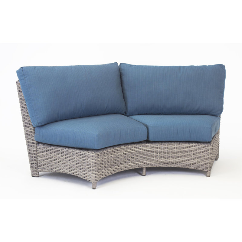 Losey 86'' Wide Metal Loveseat with Cushions, Stone, Canvas Crimson Sunbrella® Canvas