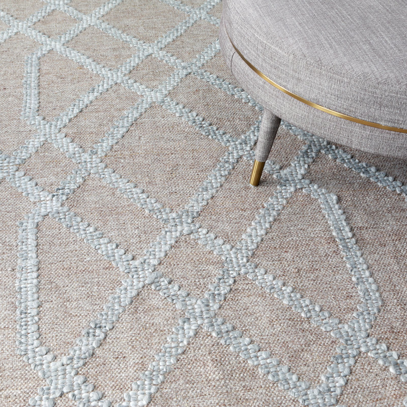 Cable Geometric Handwoven Blue Indoor / Outdoor Use Area Rug, Blue, Runner 2'6" x 8'