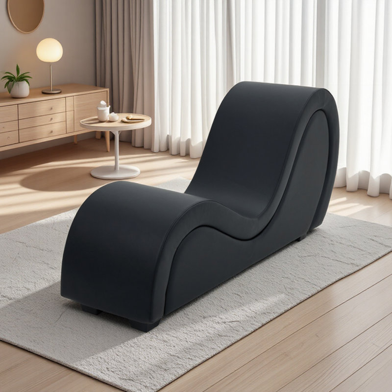 Faux Leather Chaise Lounge, Black