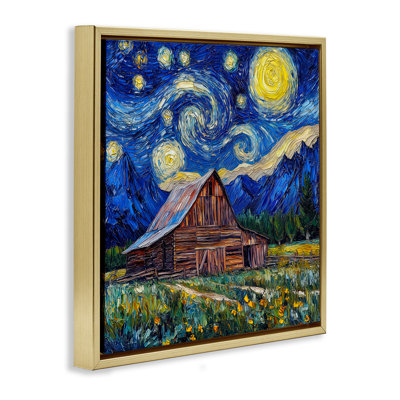 Cadre flottant Grand Teton dans un style post-impressionniste, design par Wumples
