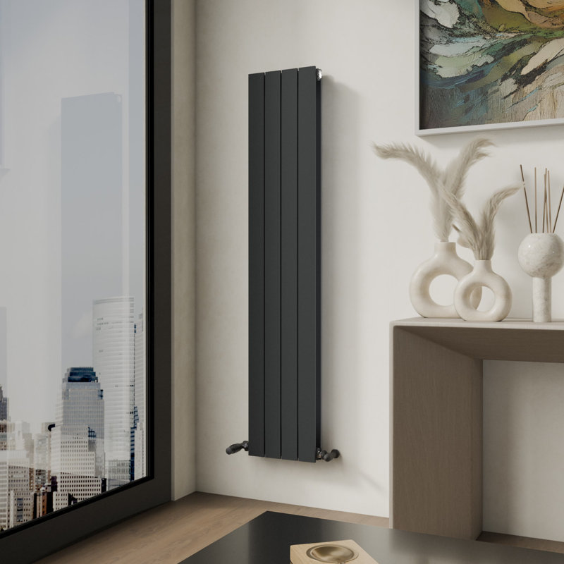 iBathUK Belgravia Vertical Double Slim Flat Panel Radiator, 1600cm H x 304cm W x 69cm D, Grey