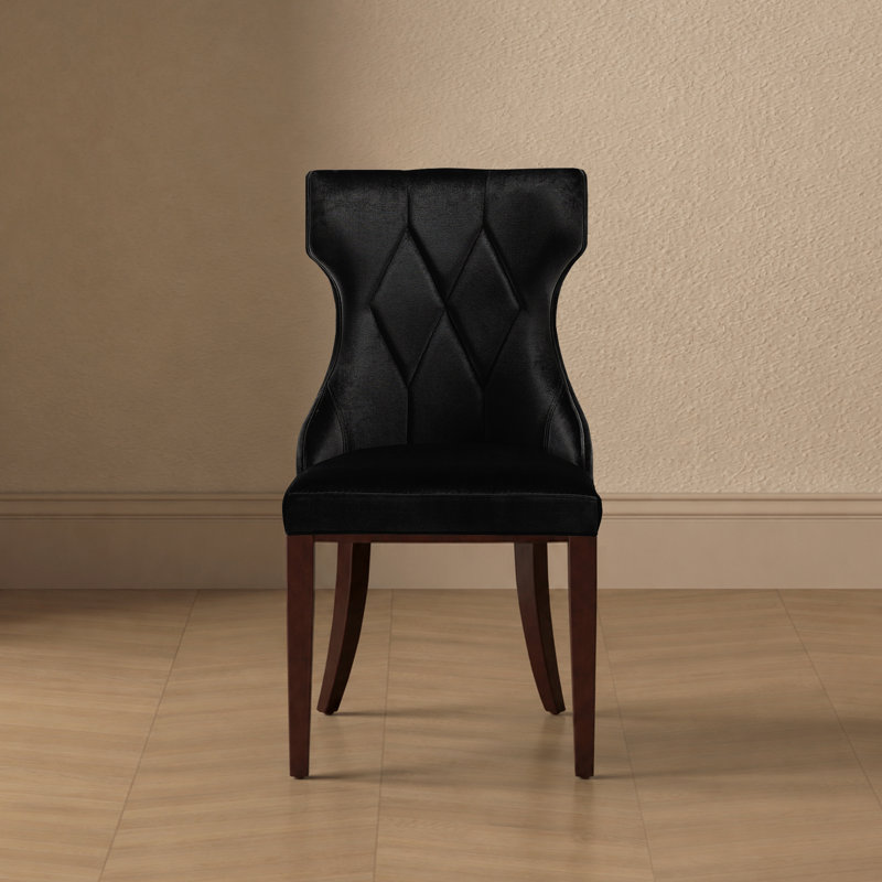 Chaise d'appoint en velours de hêtre rembourrée Reine, Noir