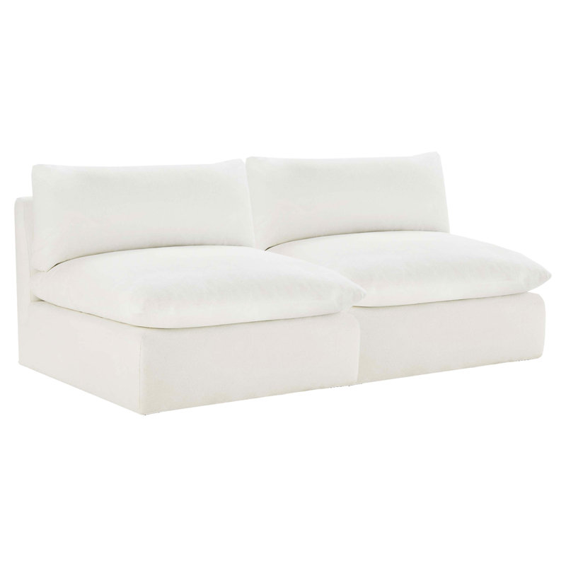 Annabella 2-Piece 81" Upholstered Modular Armless Sofa, Elite Ivory Textured Performance Chenille