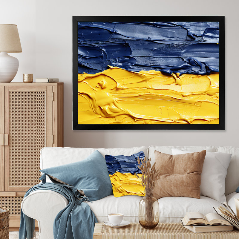 Souvenir de l'Ukraine, peinture abstraite - art abstrait sur toile, H 30 po x l 40 po x P 1,5 po, Cadre photo noir