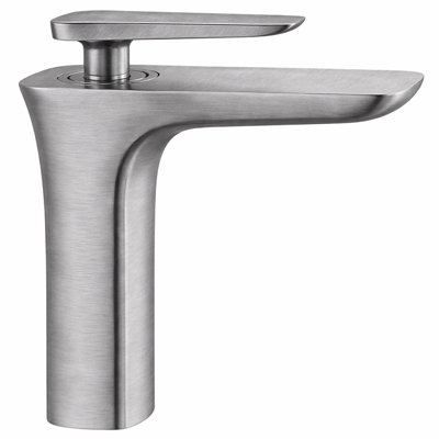 Robinet de lavabo à poignée simple à finition nickel brossé