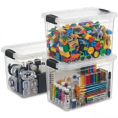 8.7 Quart Clear Plastic Storage Containers with Lids, Stackable Organizer Bins, BPA-Free Storage Boxes for Home, Office, Dorm & Classroom, 3 Pack