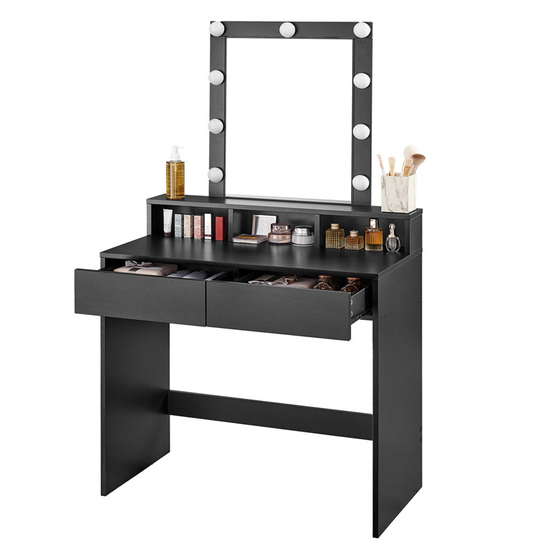 Atila Dressing Table with Mirror, Black