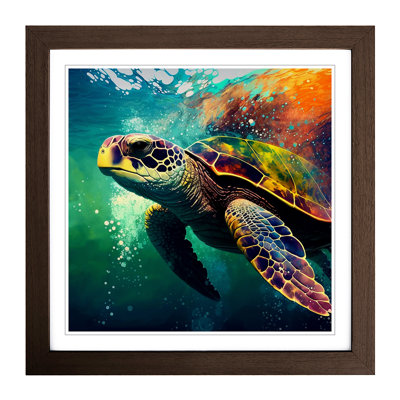 Sea Turtle Pop - Single Picture Frame Print on Wood