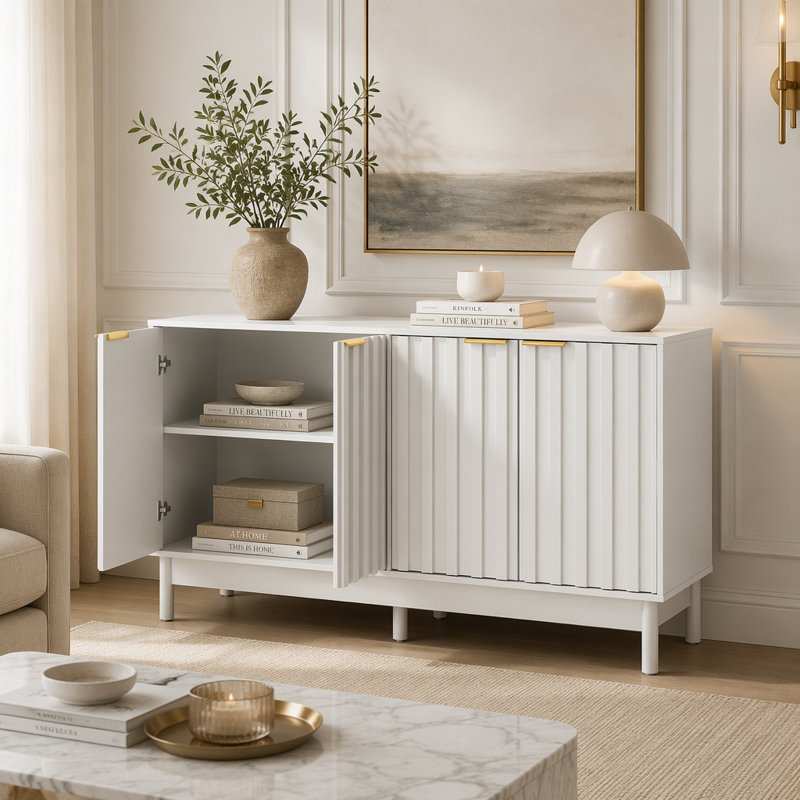 Buffet 55 "avec porte cannelée et tablettes réglables