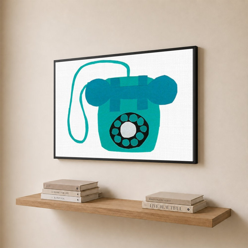 «Retro Téléphone Blue» par Jen Bucheli - Impression sur toile
