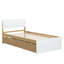 Lit simple avec capacité de rangement accrue - blanc brillant et 2 tiroirs modernes en chêne pour un look chic, et