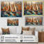 Abstrait voiliers au coucher du soleil, minimalisme cubiste sur toile-94140187-94140188