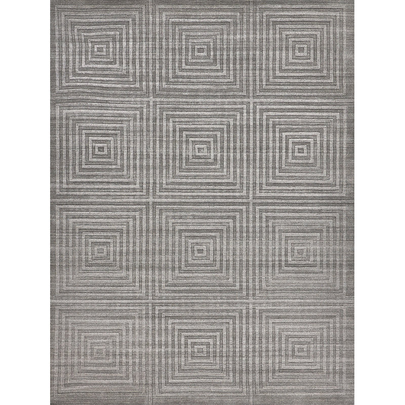 Castelli Geometric Area Rug in Light Silver, Rectangle 9' x 12', Light Silver