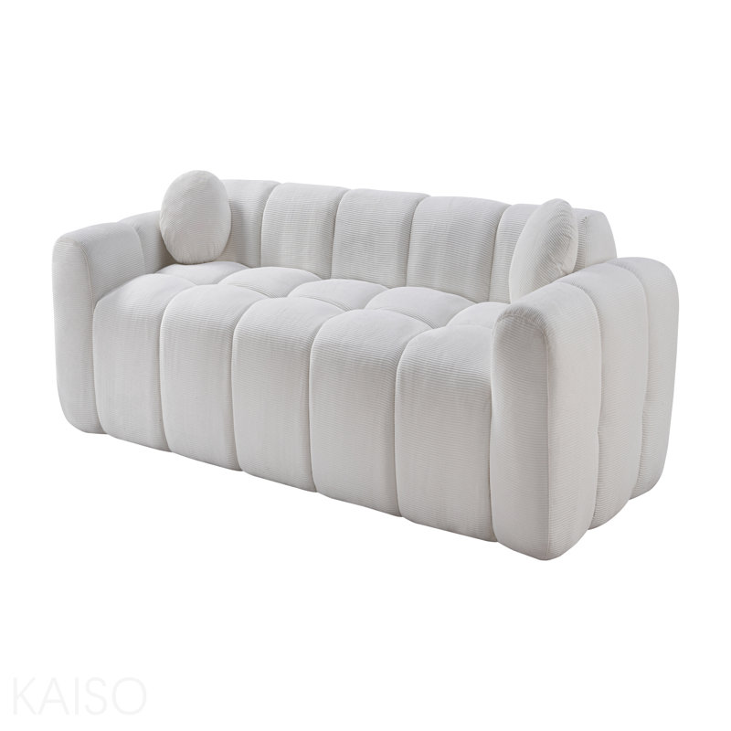 Très grand canapé à compression 98,4 po, canapé en velours côtelé nuage pour le salon, canapé rembourré 4 places avec 2 coussins, emballé sous vide et facile à déplacer pour les petits espaces, appartement, studio