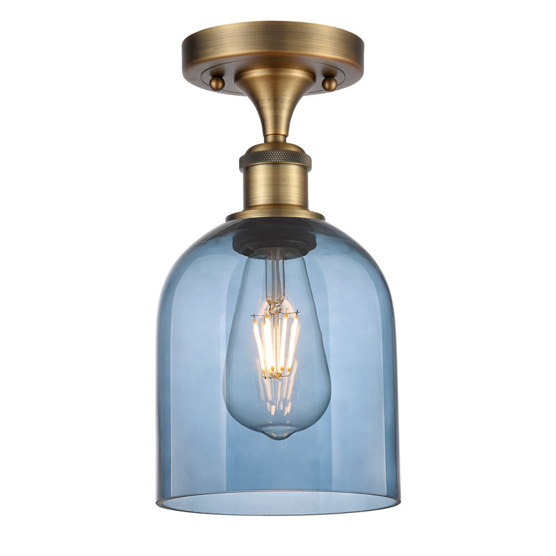 Ballston - Allysson - 1 Light 6" Semi-Flush Mount - Seedy Shade, Princess Blue, Brushed Brass