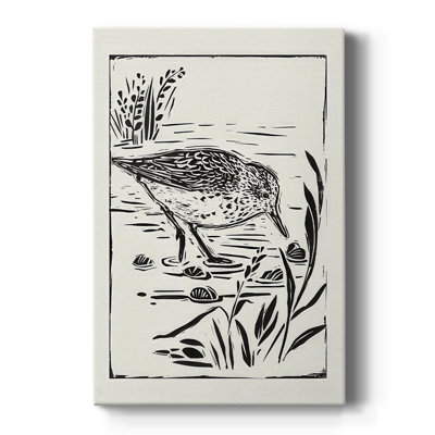 Oiseau de mer de style linogravure III - Cavas enveloppés de galerie