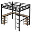 Lit mezzanine en métal avec bureau et rangement - noir pour la chambre à coucher