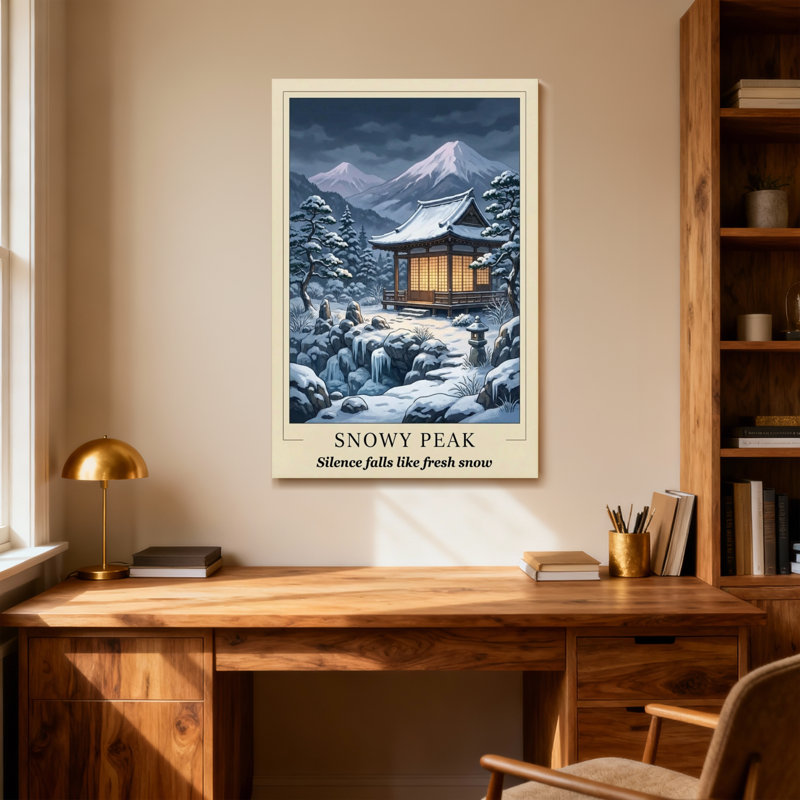 Paysage et paysage enneigé au temple japonais Snowy Peak, H 18 po x l 12 po