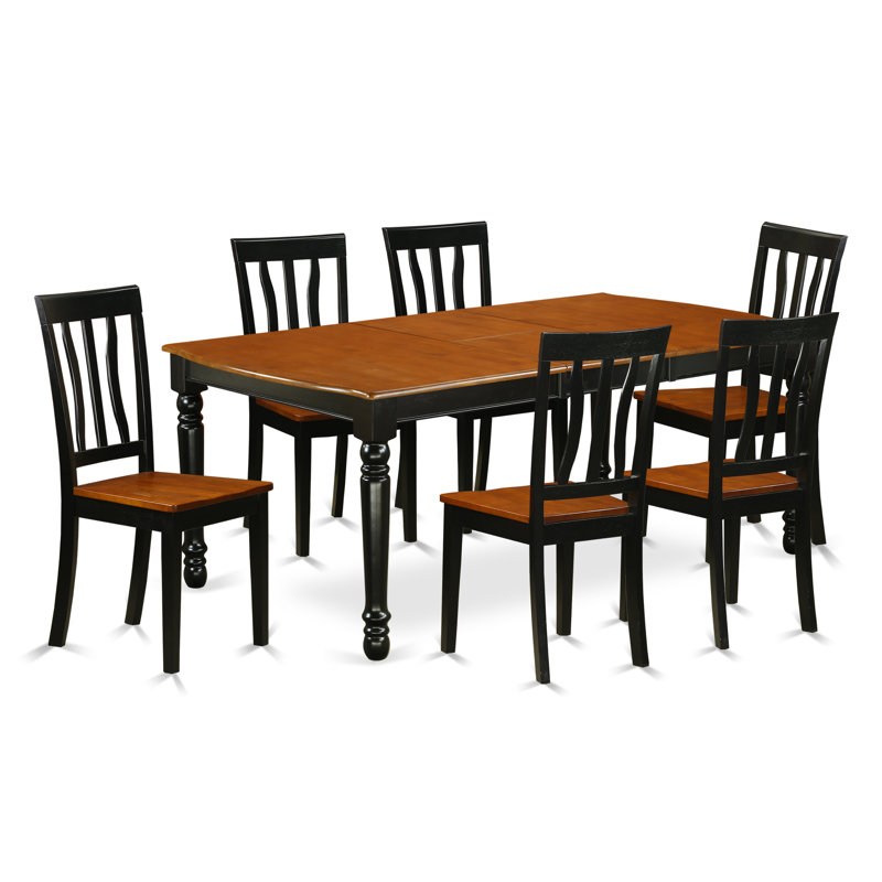 Ensemble de table de salle à manger 7 pièces 7 pièces 42 x 78 po, noir et cerisier, Cerisier/Noir