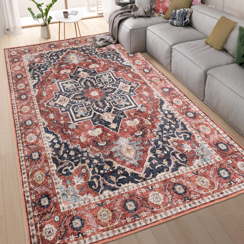 HAMILTON Rectangle Oriental Cotton Kilim Washable, Red, Rectangle 120 x 170 cm