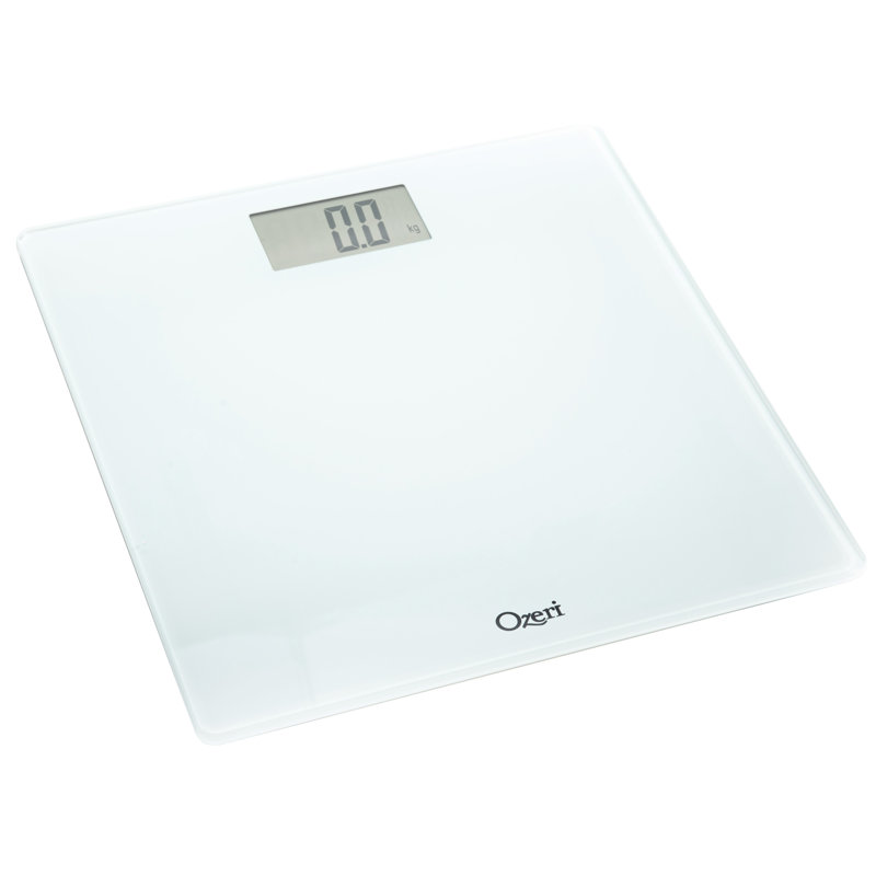 White Tempered Glass Digital Bathroom Scale with LCD Display