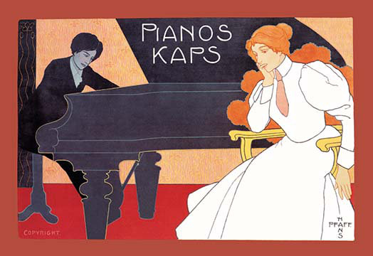 « pianos kaps » par hans pfafe, affiche rétro