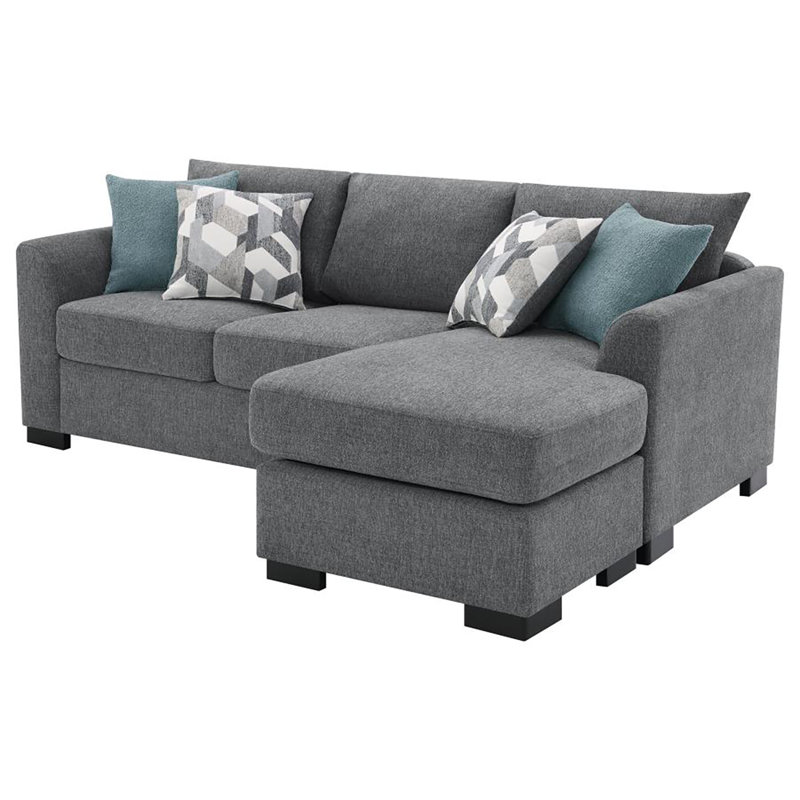Bevis Upholstered Sleeper Sectional Chaise Sofa Grey, Light Gray