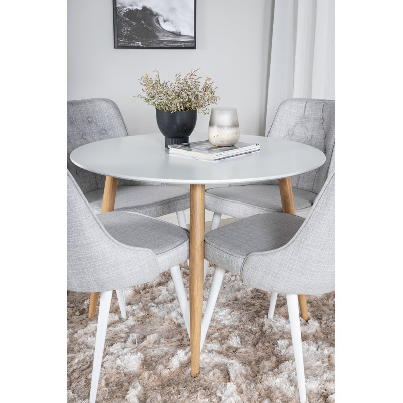 Ayami 4 - Person Dining Set, White, Light Grey