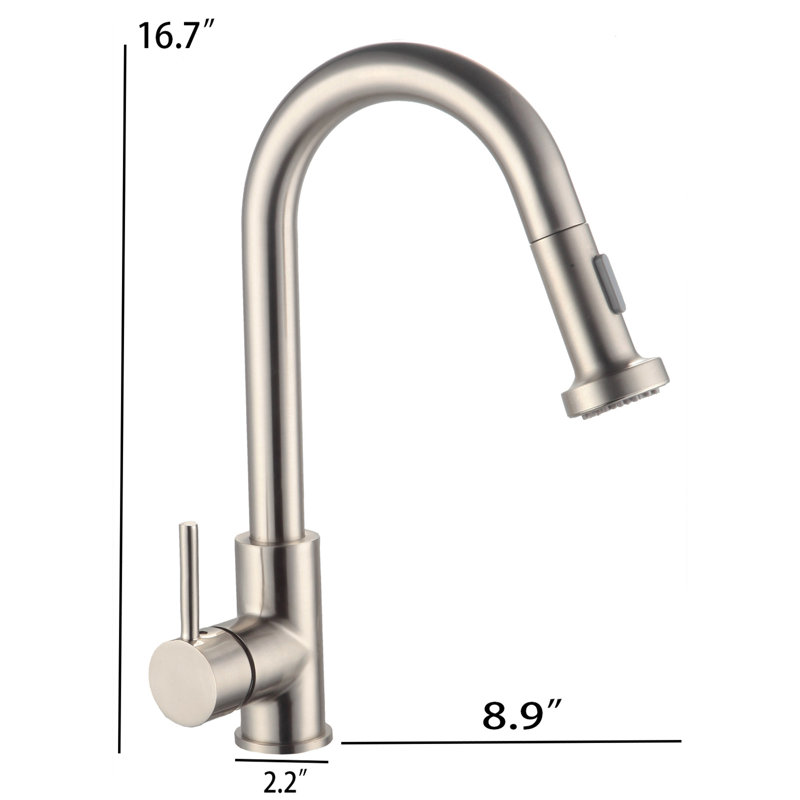Robinet de cuisine à poignée simple, Nickel brossé