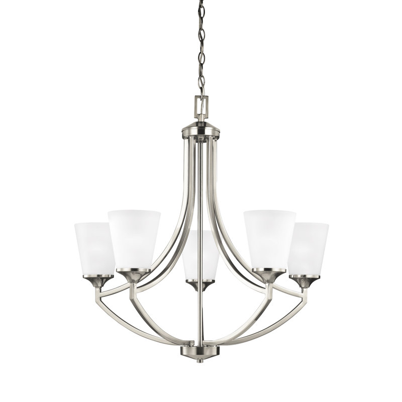 Lustre à cinq lumières Hanford de Génération Éclairage , Nickel brossé, Non