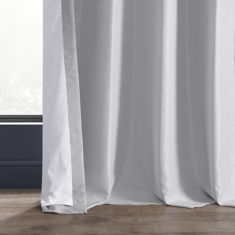 Akke Grommet Vintage Textured Faux Dupioni Silk Blackout Curtains - Single Panel Drapes, 50" W x 108" L, Flax Gold
