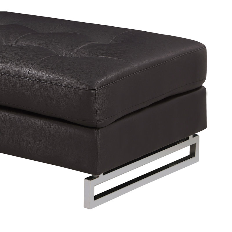 Repose-pieds en cuir véritable Global United, Brun