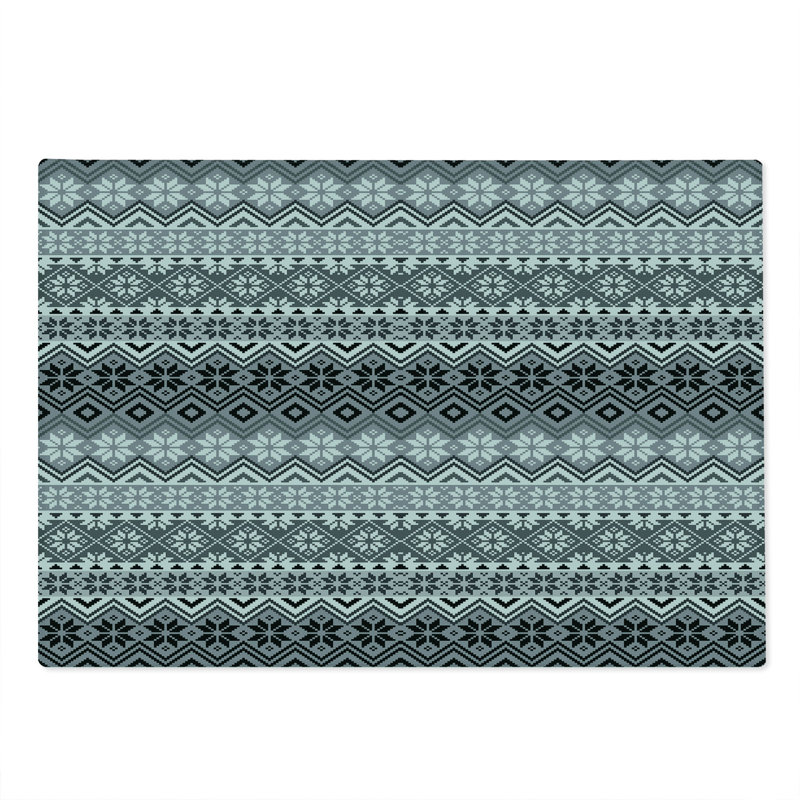 Ambesonne Grey Cutting Board Large Nordic Snowflake Pattern Grey White Black