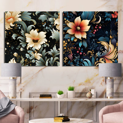 Vanhook - Ensemble de 2 collages floraux et botaniques carrés