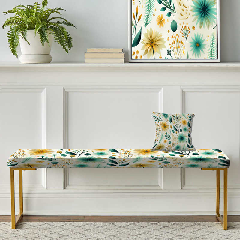 Botanical Bohemian Dream - motif vert - banc rembourré botanique doré