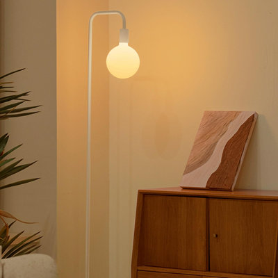 Modern Globe LED Floor Lamp With Weighted Base, 65 Inch, Glossy Finish, E26 Bulb, Ideal For Living Room, Bedroom, Office