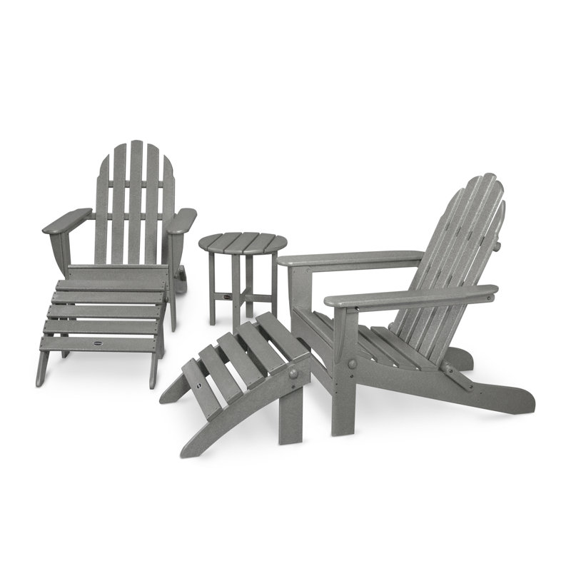 POLYWOOD Classic Adirondack 5-Piece Casual Set, Slate Gray