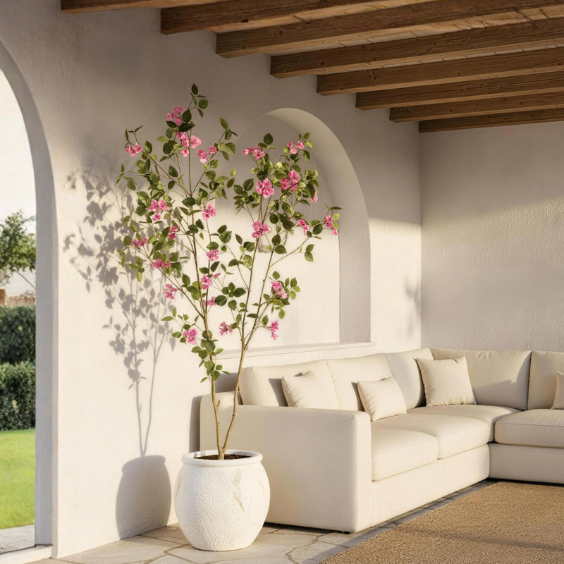 Bougainvillée artificiel 6 pi pour patio, porche et salon, H 72 po x l 24 po