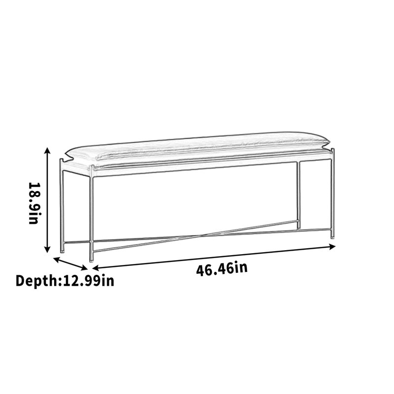 Tabouret souple, H 18,9 po x l 46,46 po x P 12,99 po