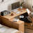 Solid Wood L - shaped Desk with Bottom Cabinet-517036494