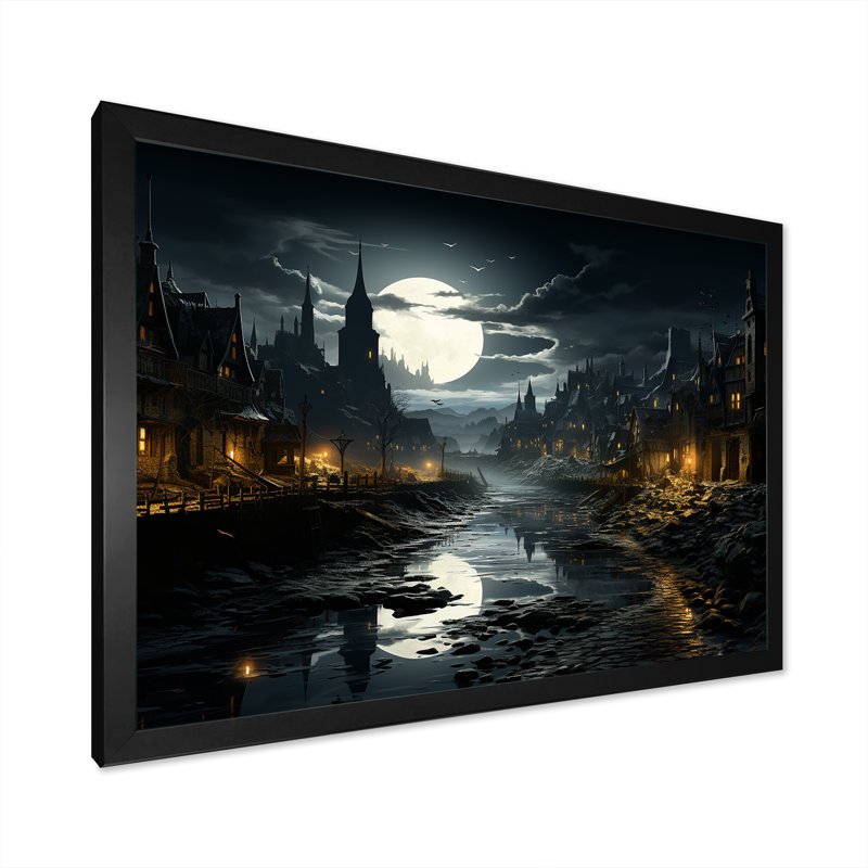 «Moody Night Factory Aesthétique I», reproduction sur toile, Cadre simple noir, H 34 po x l 44 po x P 1,5 po