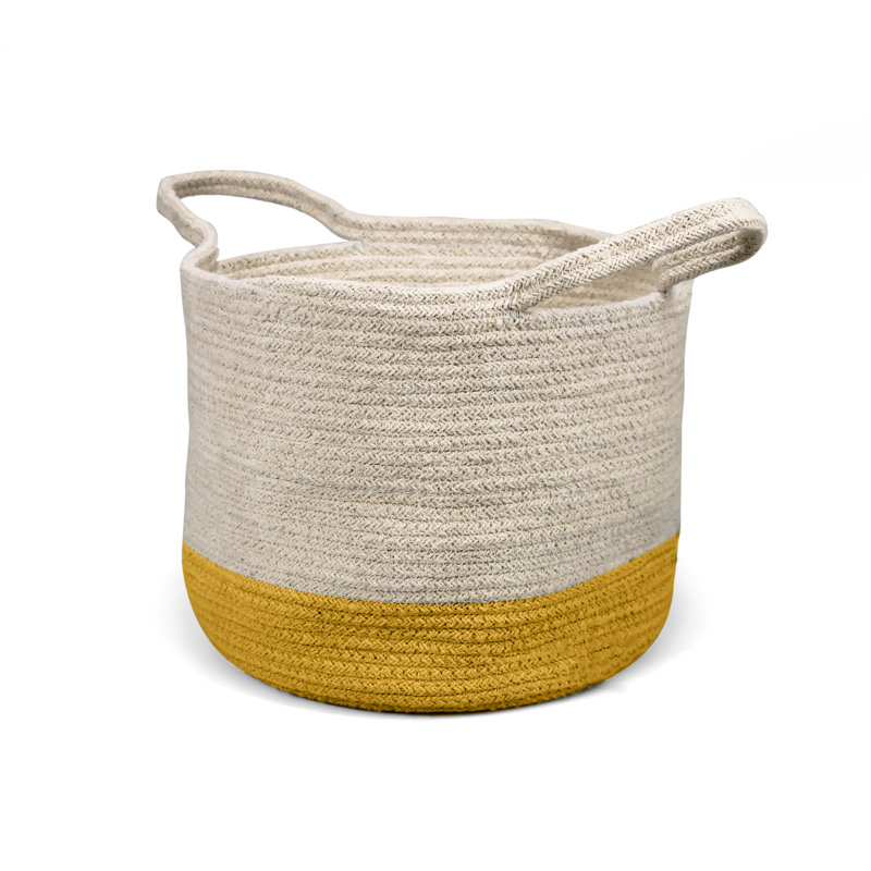 Shruti Designs Fabric Decorative Basket, Yellow