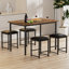 Ensemble de table de salle à manger 5 pièces avec tabouret pour 4 personnes-1635507667