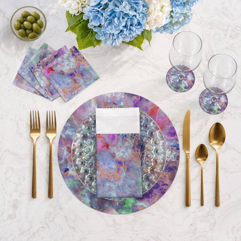 Sous-verres ronds en cuir impressionniste Passiflora, Passiflore