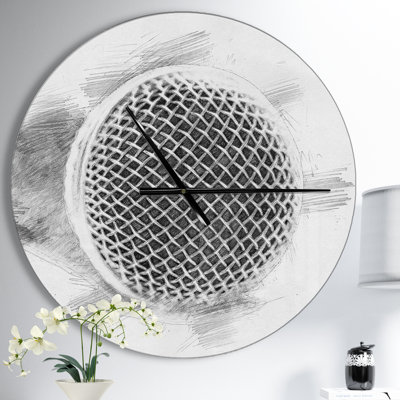 Microphone au crayon - Horloge murale moderne