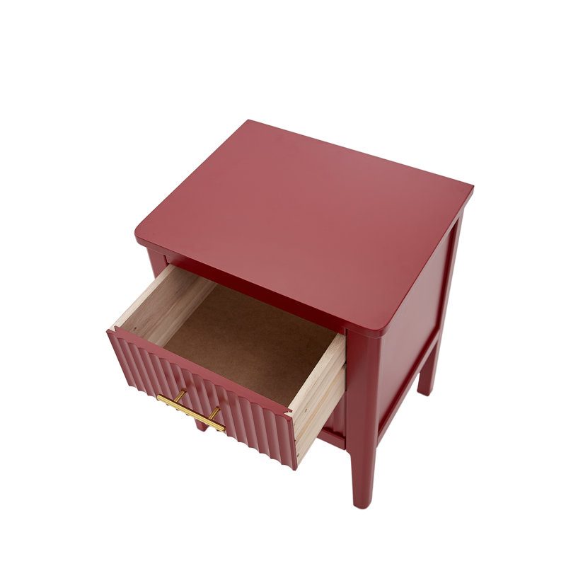 Tharptown 45cm W Solid + Manufactured Wood Bedside Table, Red