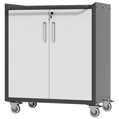 29.5" Heavy-Duty Rolling Metal Garage Cabinet - Lockable Storage with Adjustable Shelves & 360° Swivel Casters