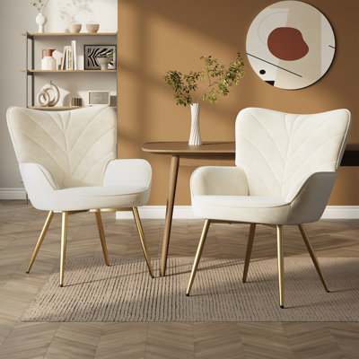 Plush Velvet Upholstered Armchair with Metal Legs