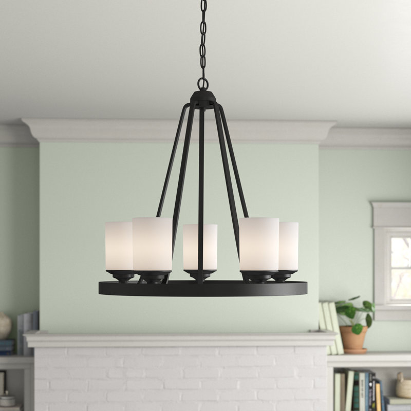 Kemal Five Light Chandelier from Generation Lighting , Midnight Black, Not Energy Star, No